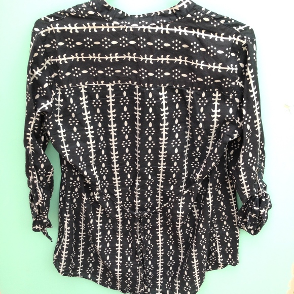 GOLDEN BIRD abstract tribal print pattern shirt tunic top Small cotton boho vtg - Picture 7 of 10